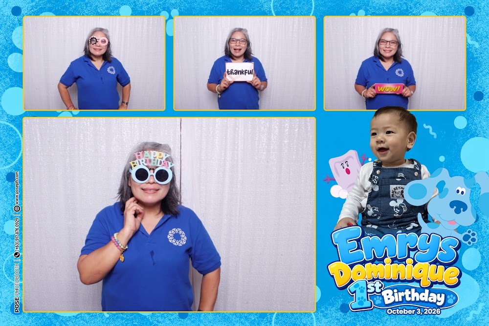 Guest posing with props at Emry’s birthday photobooth